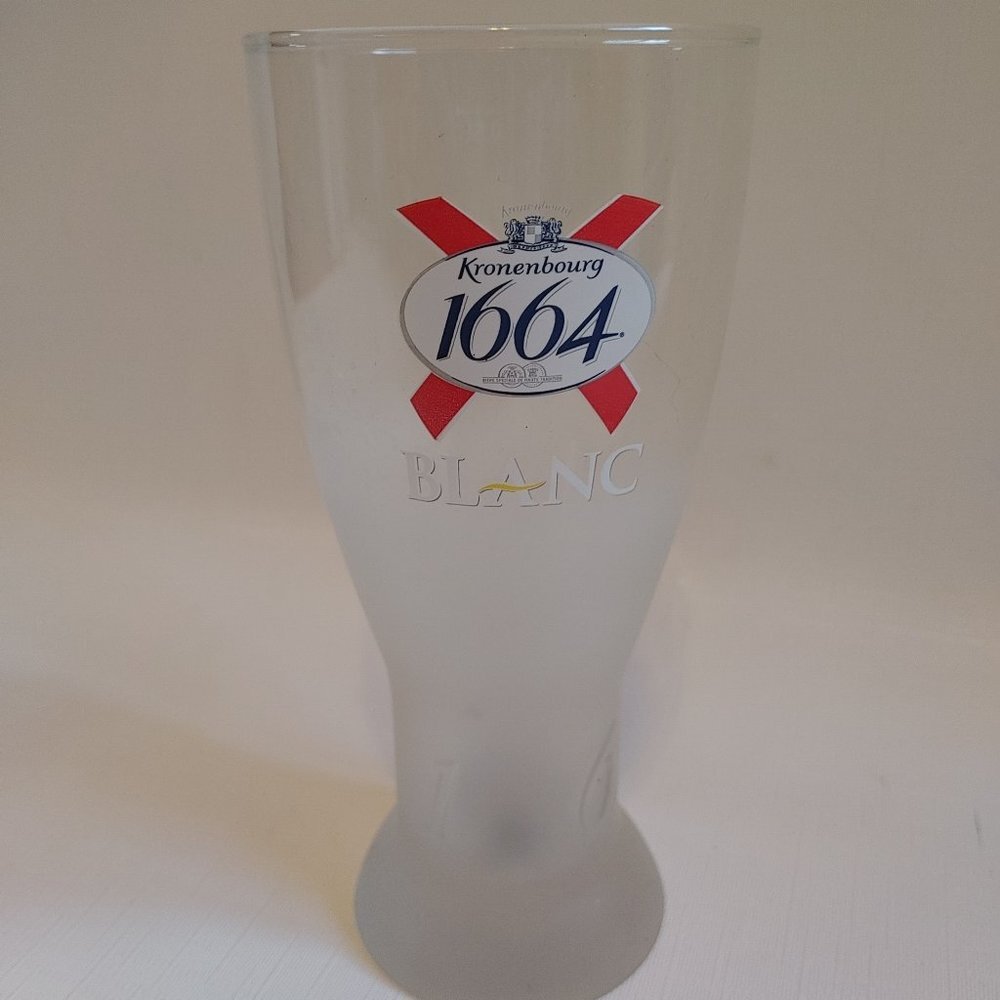 Kronenbourg 1664 BLANC Frosted & Embossed Beer Glass BNWOB MAN CAVE FRANCE 0,5l
